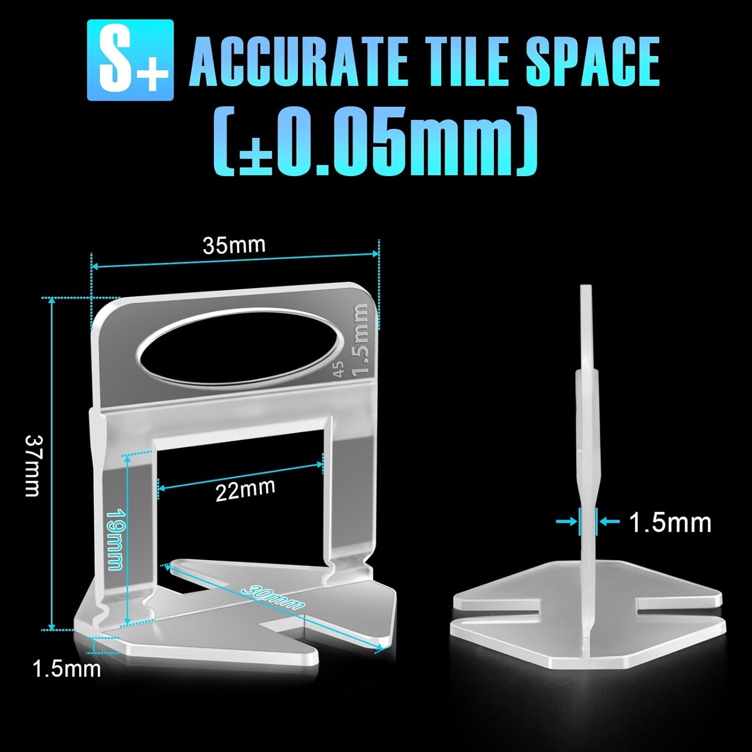 Tile Leveling System Clips 1/16 Inch (1.5mm) 600Pcs Tile Spacers Leveling Clips
