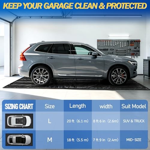 (7’9″× 18′ Waterproof Garage Floor Mat for Cars SUVs Trucks | Easy to Clean,