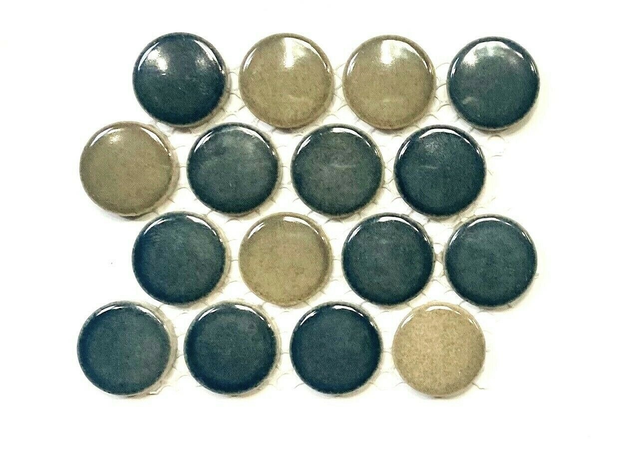 Penny Round 3/4″ Multi Color Blue Porcelain Mosaic Tile (SAMPLE SWATCH 3″X3″)