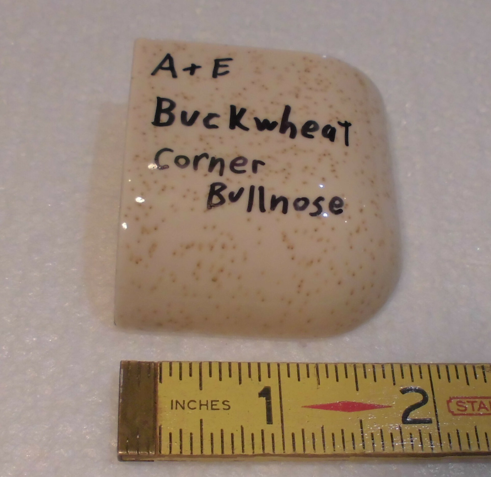 1 pc. Buckwheat Ceramic Bullnose Outside Corner Tile 2″ X 2″ American Olean