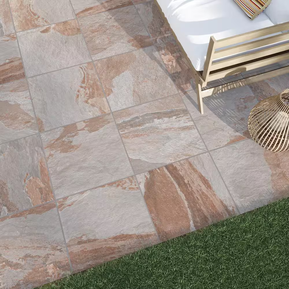 Flagstone Natural Cleft 24 In. X 24 In. X 0.75 In. Stone Look Porcelain Paver (C
