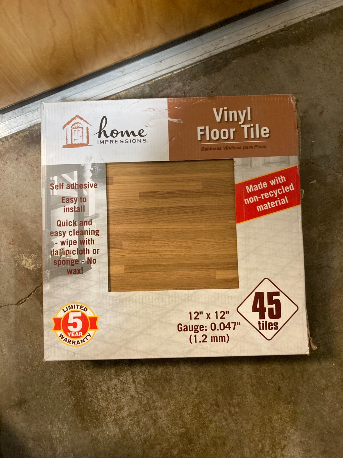 Home Impressions Maple Strip 12 In. x 12 In. Vinyl Floor Tile (45 Sq. Ft./Box)