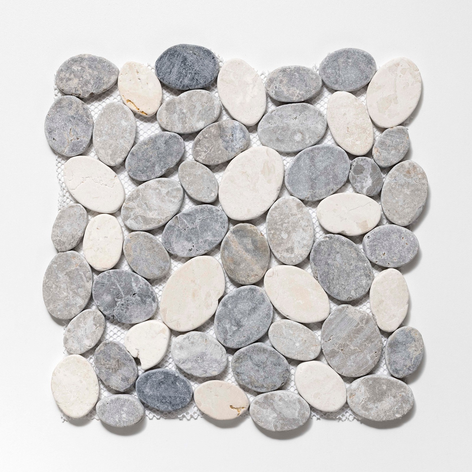 Cruz Bay Studio XC3R Coin Marble – 11″ x 11″ Pebble and Rock – Light Grey / Grey