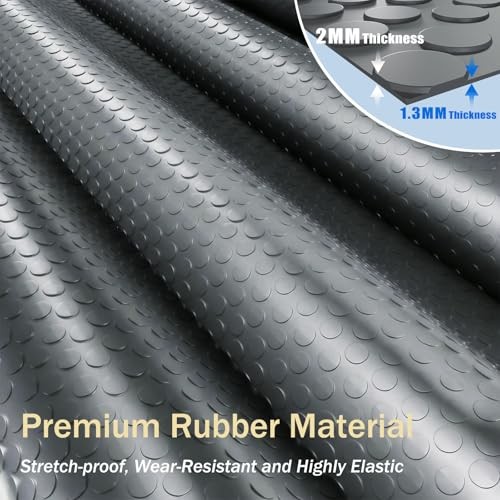 Garage Floor Mat, 2mm Thickened PVC Coin Pattern | Non-Slip 4×30 FT Gray(Coin)