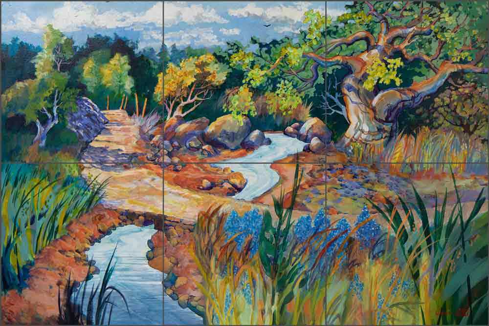 Landscape Tile Backsplash Warren Cullar Art Ceramic Mural WC130