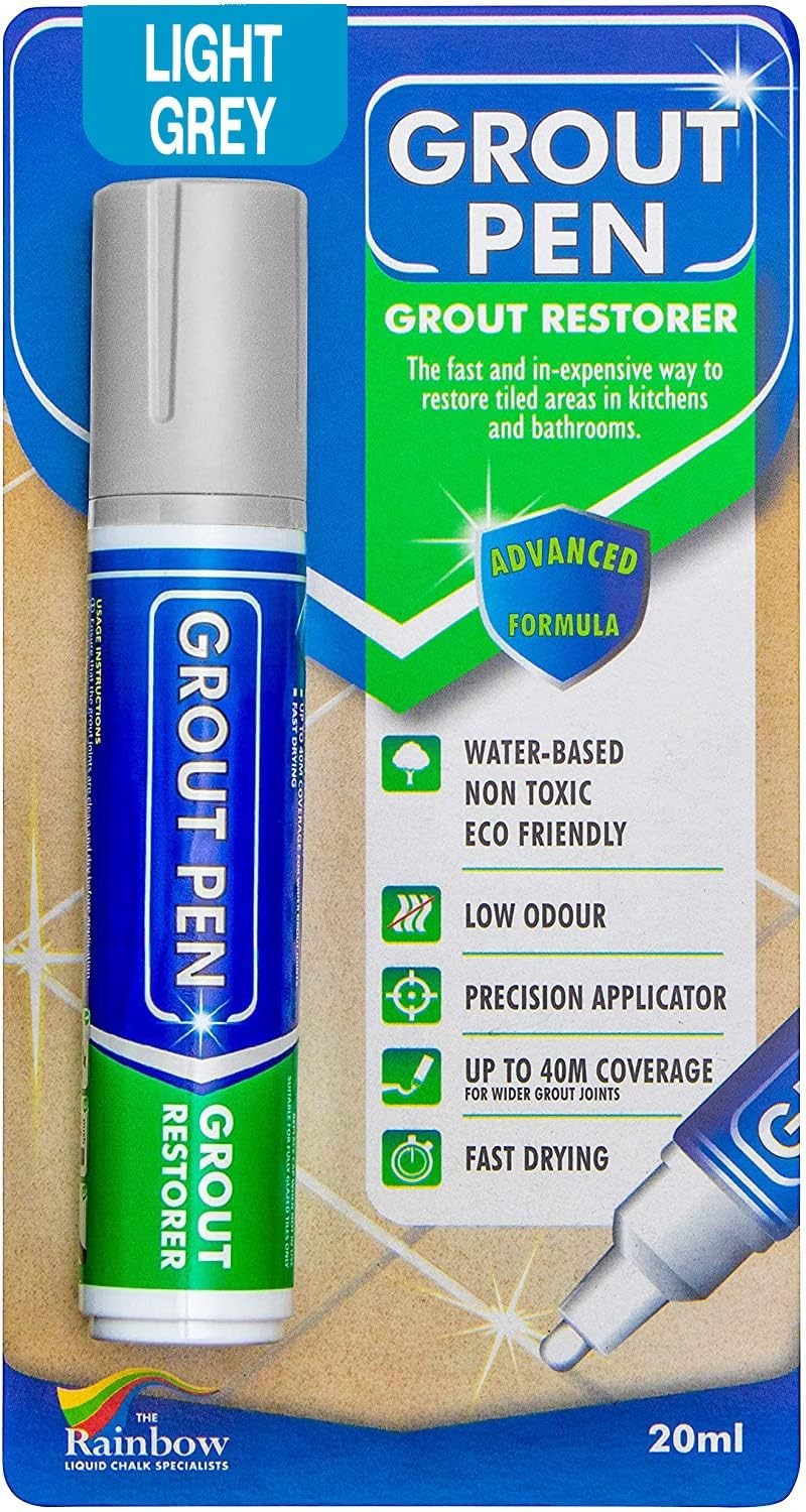 Light Grey Grout Pen – 15mm Wide Tip for Effortless Grout Coloring and Restoring