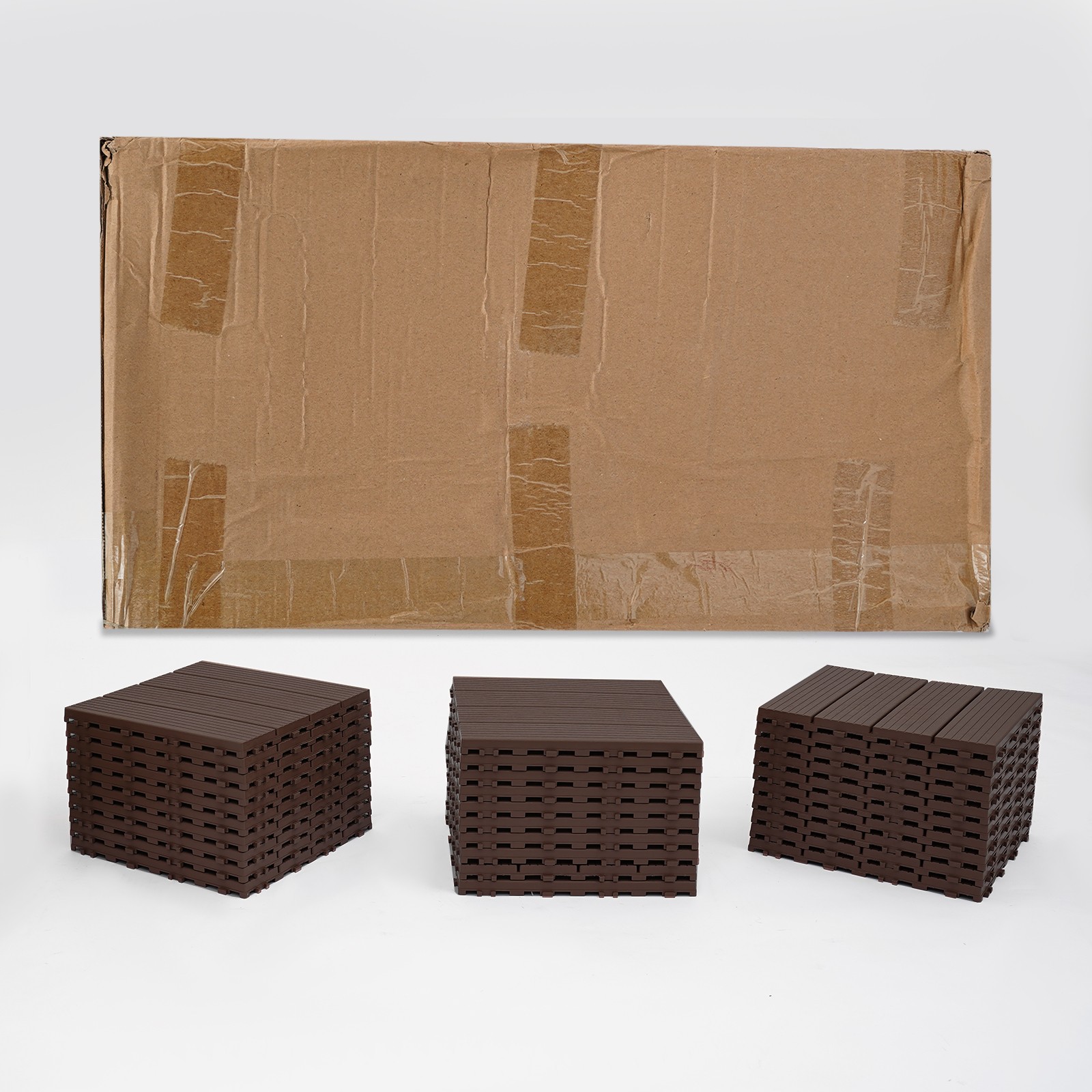 30pcs Deck Patio Tile Interlocking Plastic Flooring Pavers 11.81*11.81*0.79in
