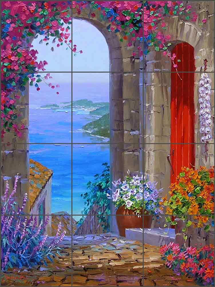 Mediterranean Tile Backsplash Mikki Senkarik Amalfi Art Ceramic Mural MSA156