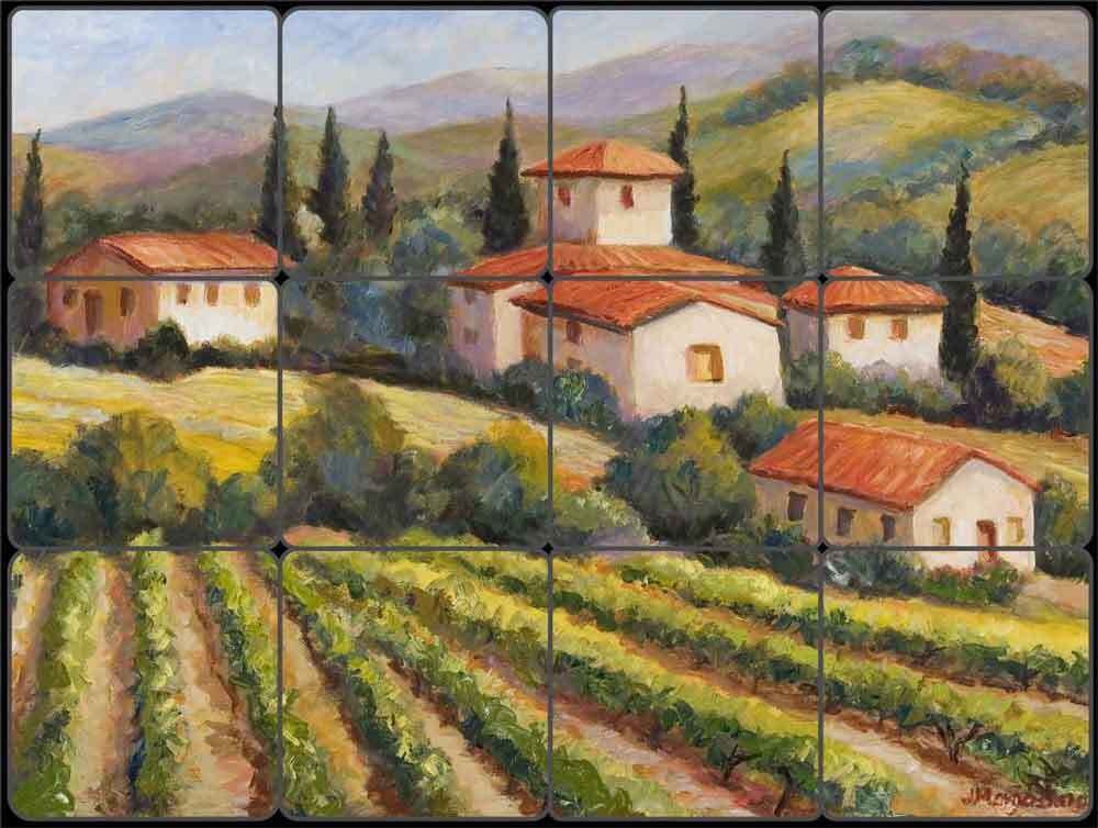 Tuscan Tile Backsplash Joanne Morris Margosian Art Tumbled Stone Mural JM064b