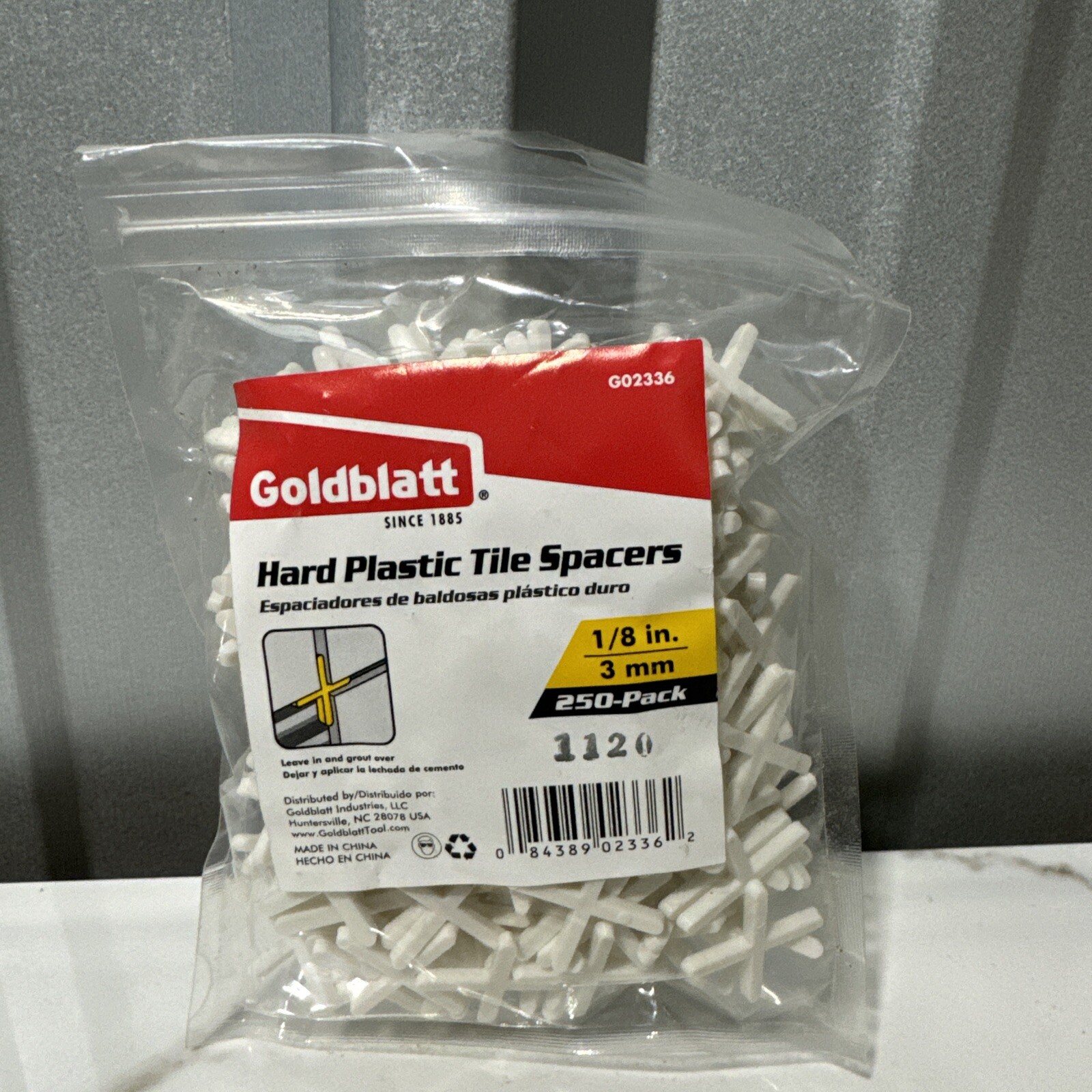goldblatt hard plastic tile spacers 1/8” 250 pack