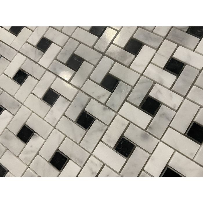 15 Sheet LOT Carrara White Marble Pinwheel Mosaic Tile Honed 11.9″x11.9″x3/8″ ea