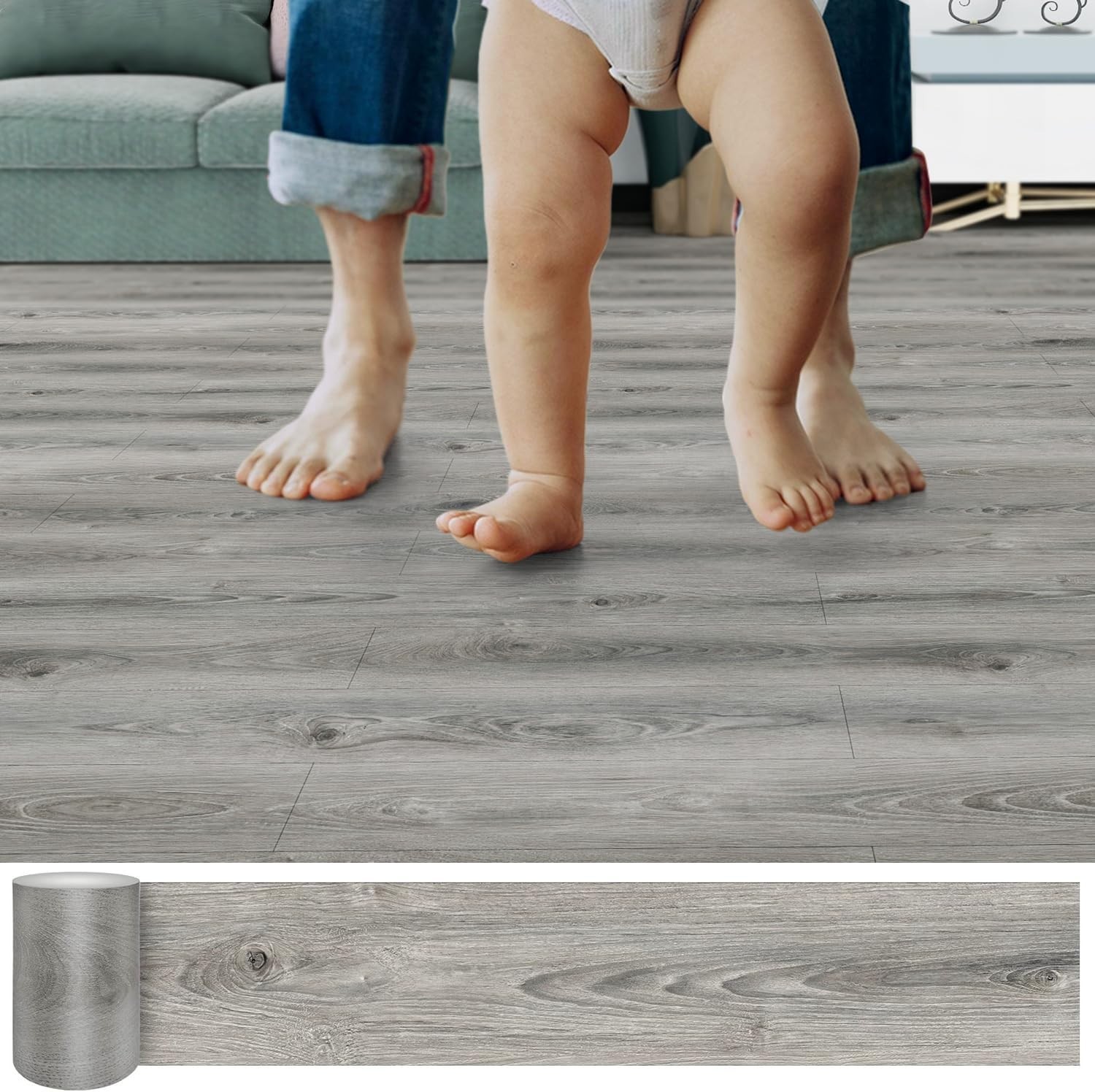 Elegant Peel and Stick Waterproof Flooring – 36 Pack Wood Grain Tiles (54 Sq.Ft)