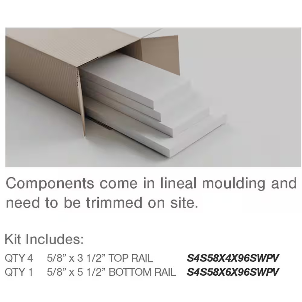 56 In. X 5/8 In. X 96 In. Expanded Cellular PVC Classic Shaker Moulding Kit (For
