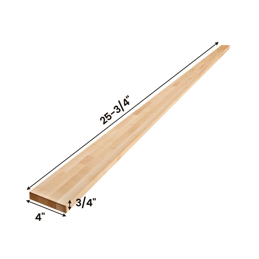 Maple Wood Backsplash, 25x4x3/4 inches, USA-Grown Solid Hardwood
