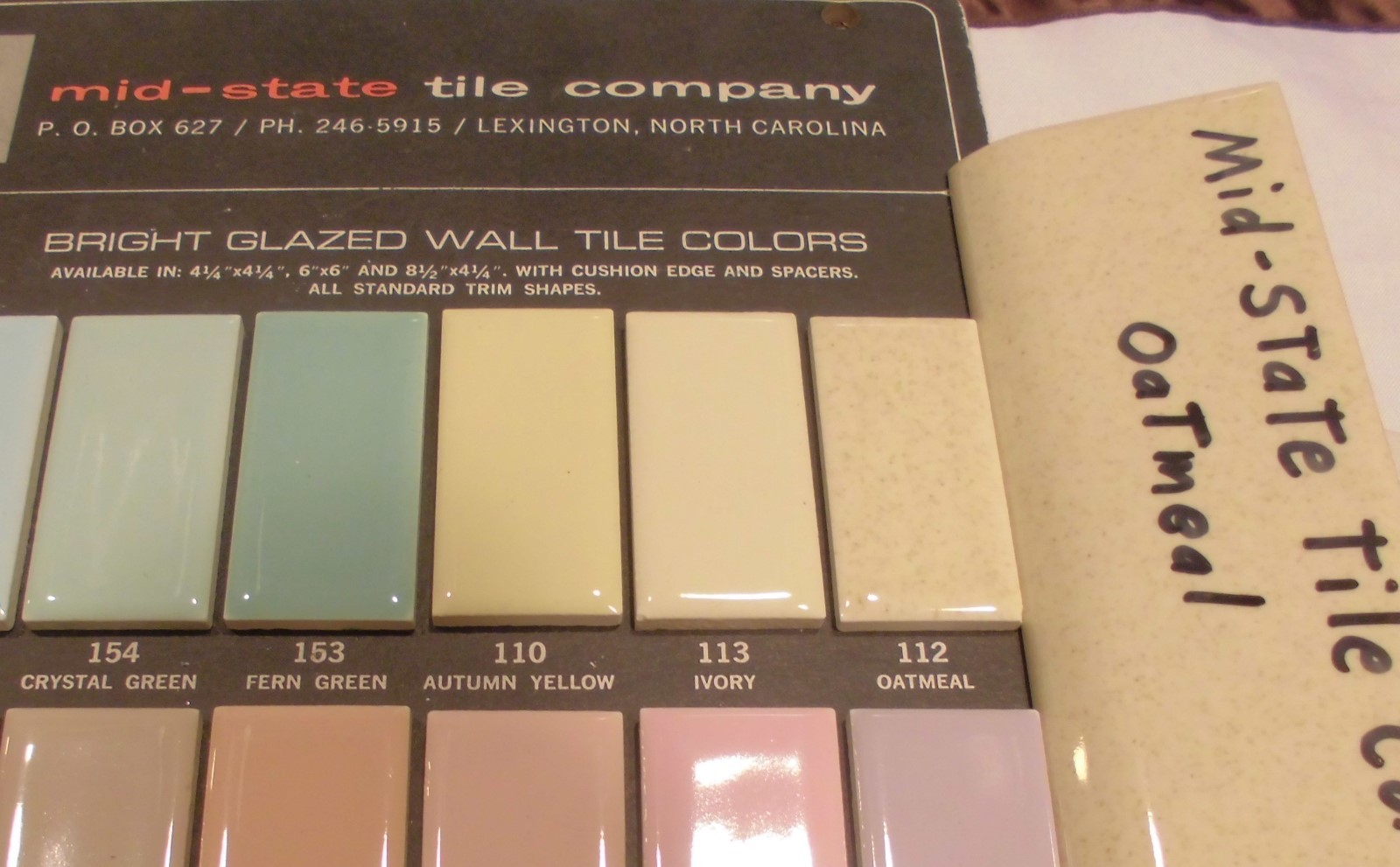 1 pc. Glossy *Oatmeal: 2” X 6-1/8” Bullnose Surface Ceramic Tile by MID-STATE