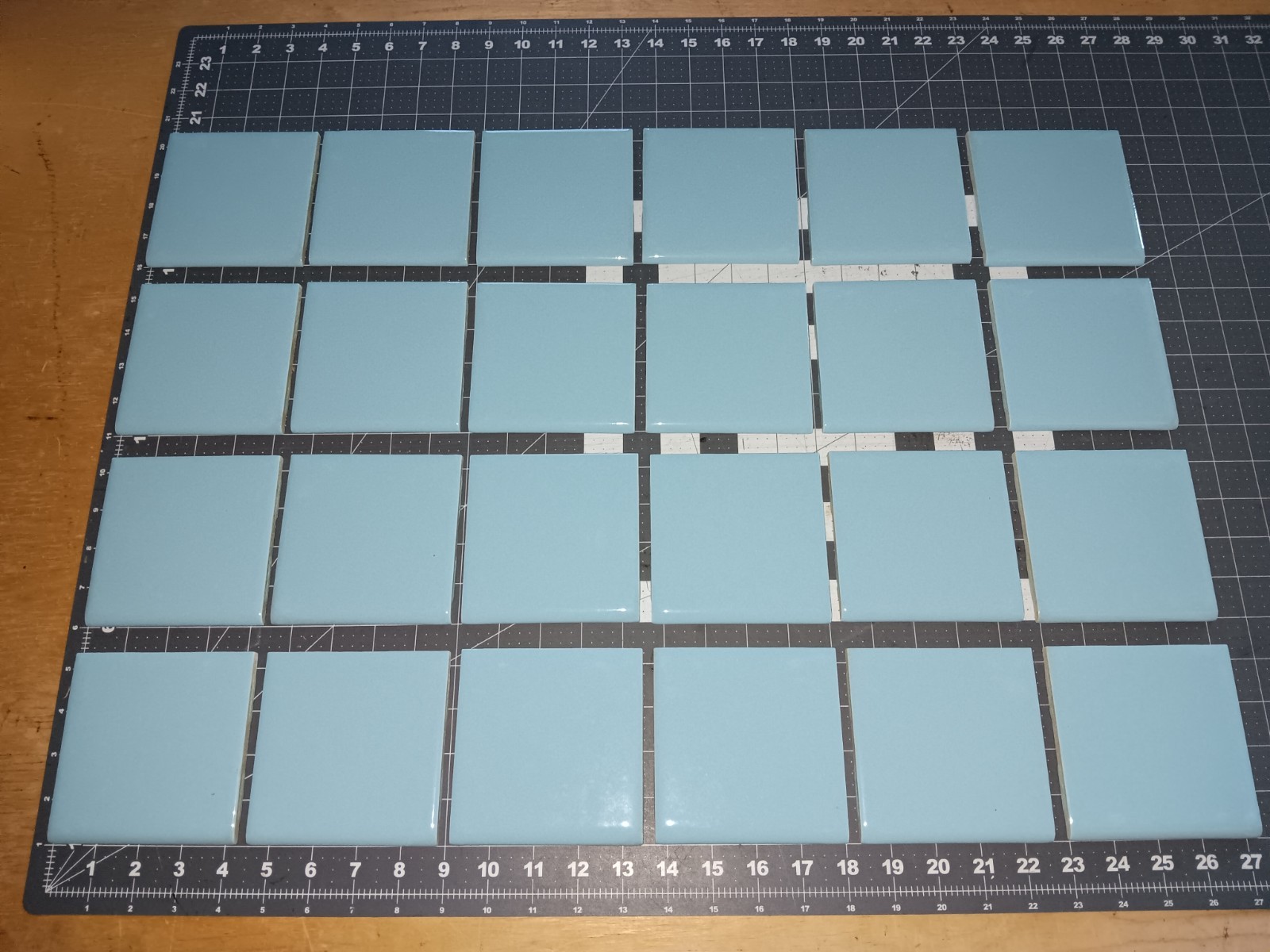 24 pack Vintage Ceramic Tile BLUE BULLNOSE Bathroom Kitchen VINTAGE Tile MCM