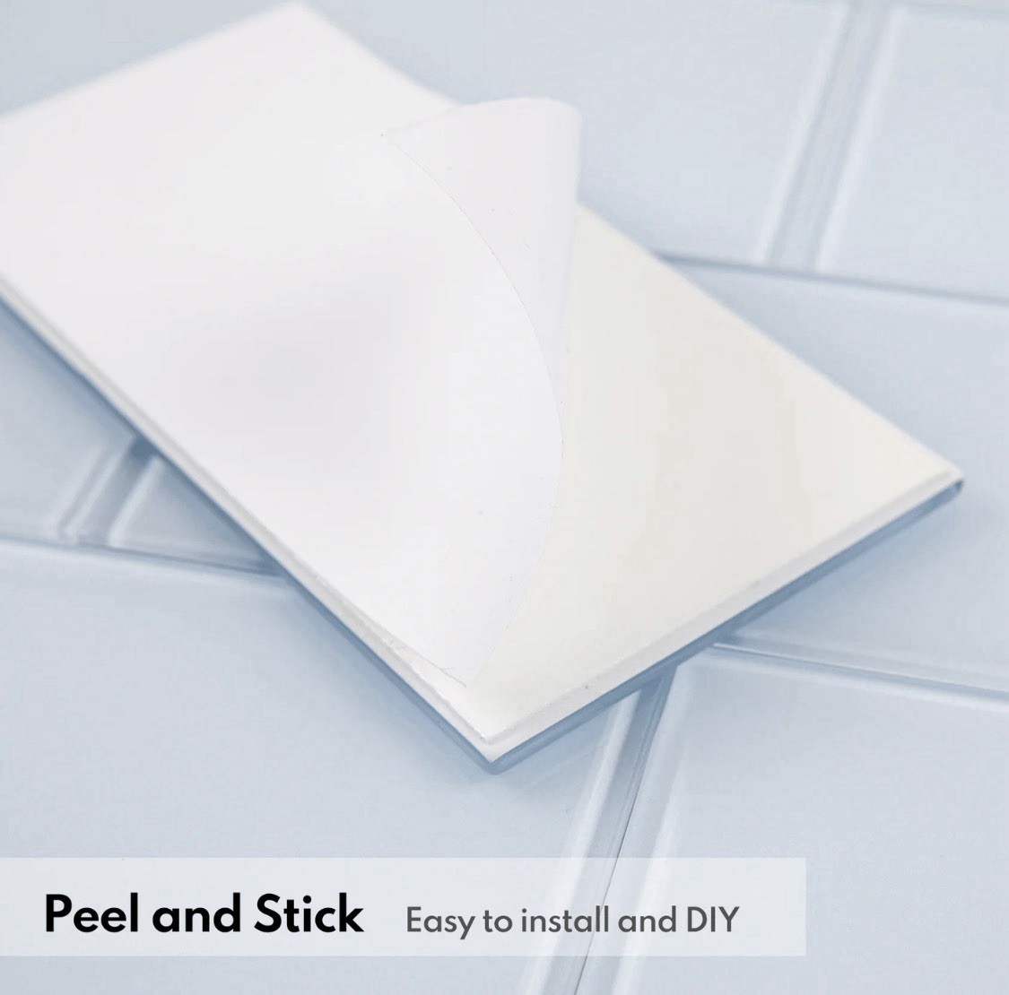 Peel Stick Glass Subway Tile 3×6 Ice Blue Backsplash 40 Pack 5 Sq Ft