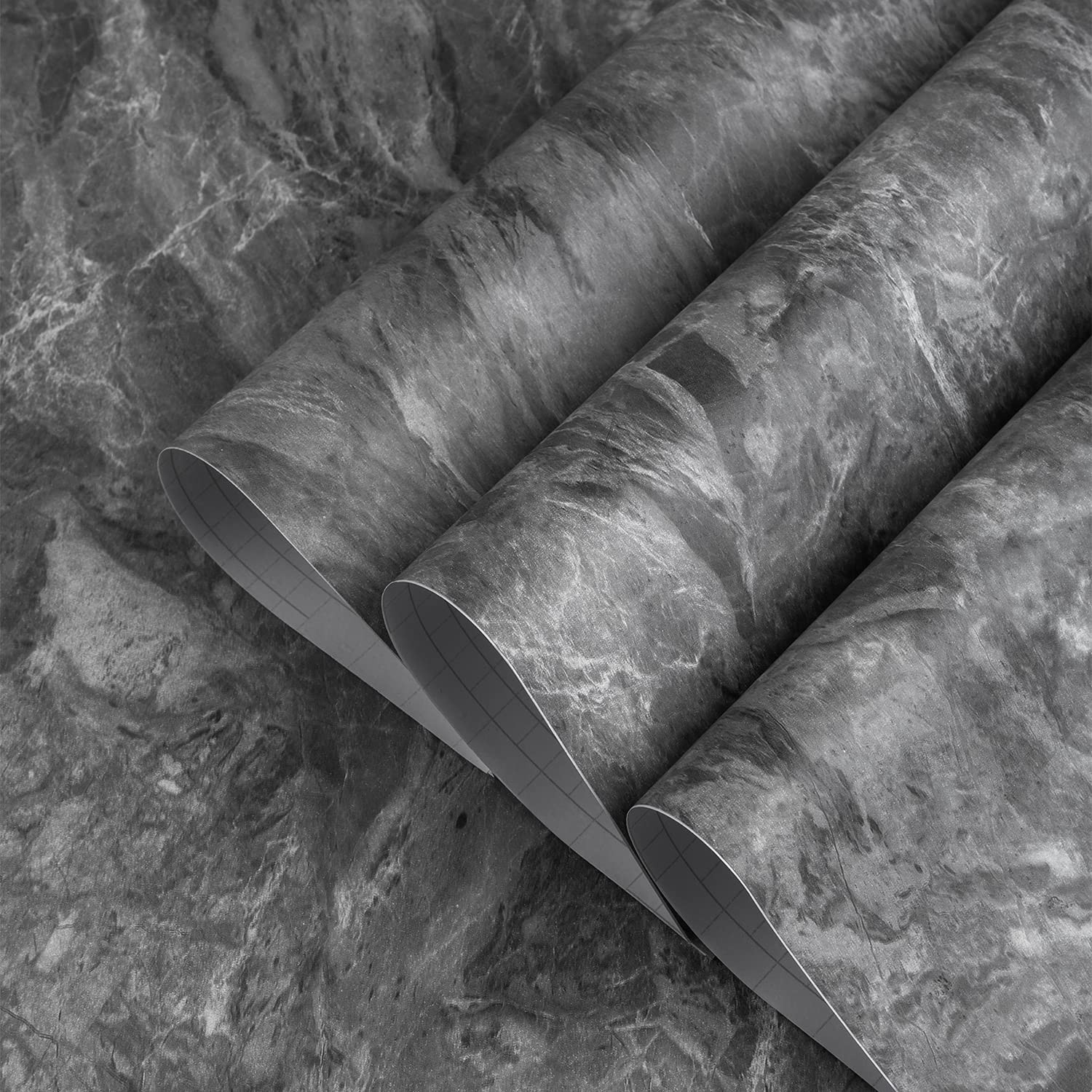 TOTIO 24x354inch Gray Marble Contact Paper Textured Grey Granite Wallpaper Pe…