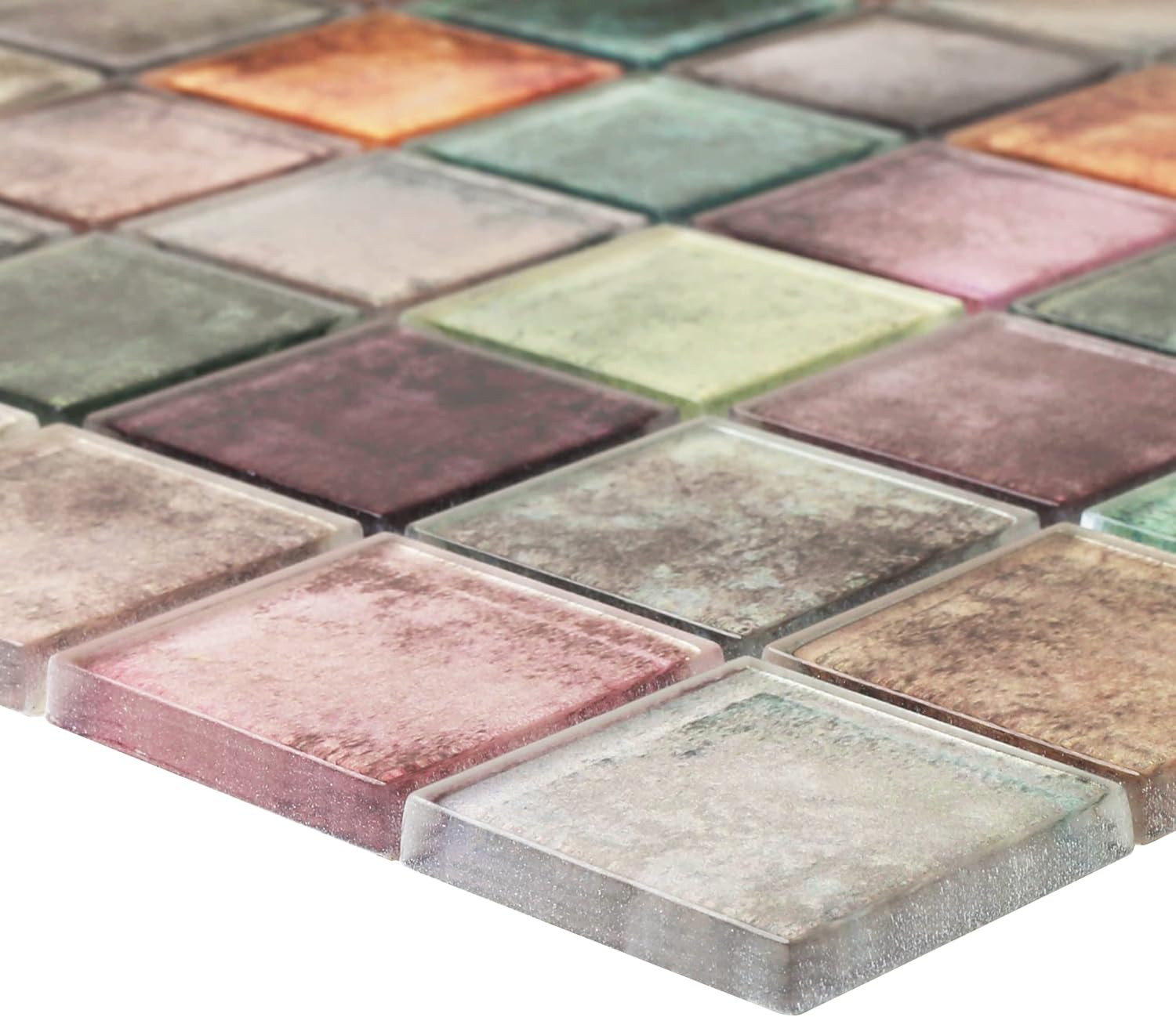 Antique 2″ x 2″ Glazed Red Grey Mosaic Tile Backsplash (Box of 5 Sheets)