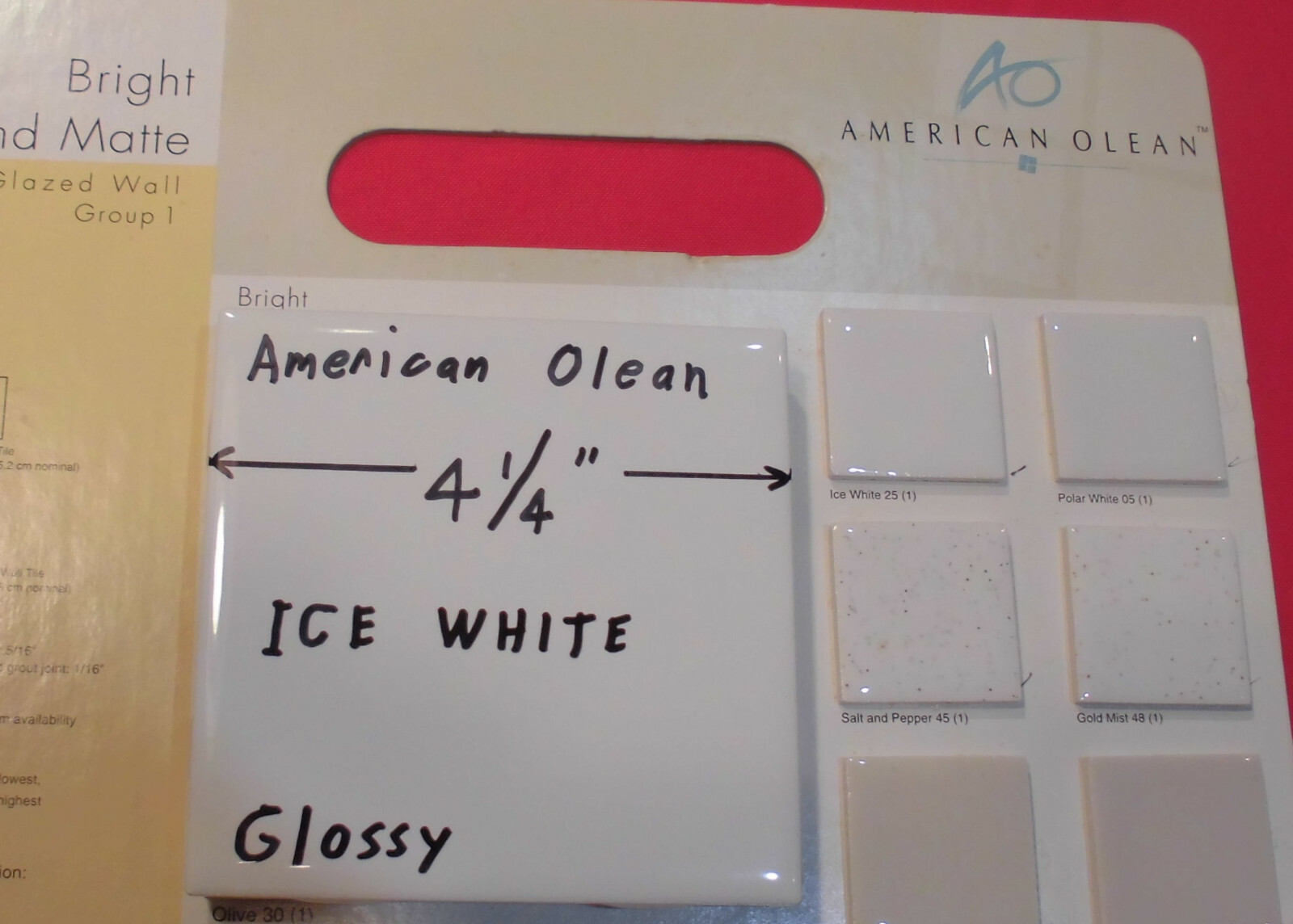 12 pcs. Glossy *Ice White* Ceramic Tiles by American Olean…4-1/4″ Brightest