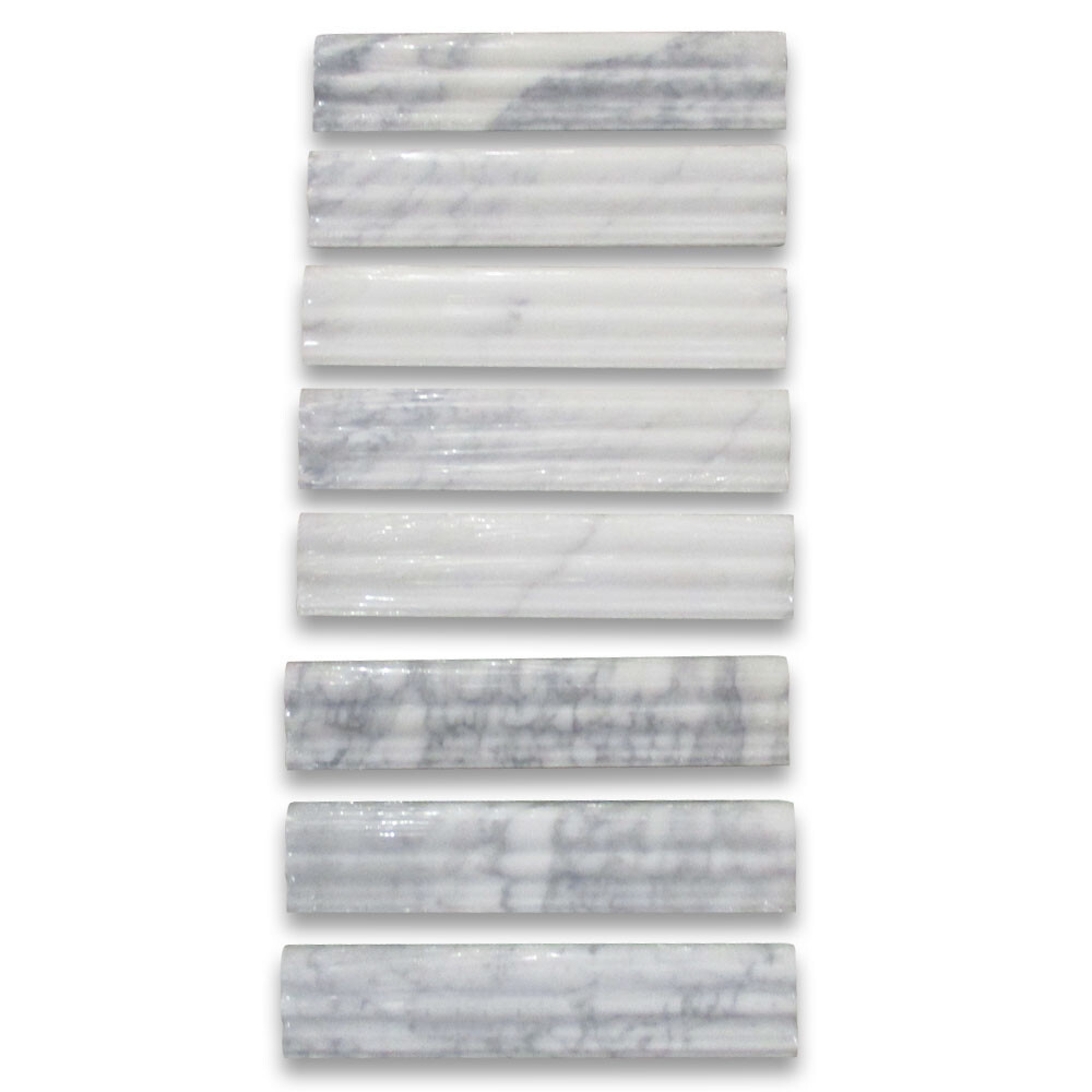 L14H Statuary White Statuario Marble 2-1/2×12 Chair Rail Trim Molding Honed