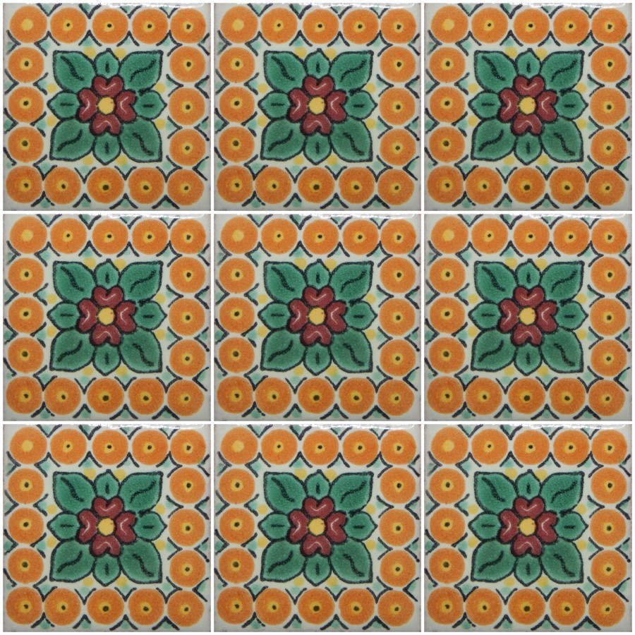 50 TILES Ceramic MEXICAN Talavera Handmade Tile 2×2 Clay Mexico Pottery 2-013