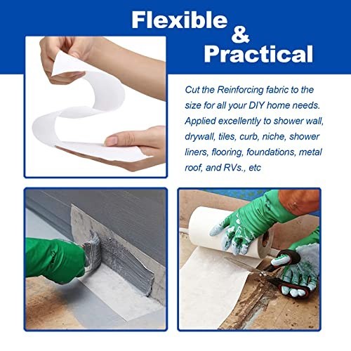 Waterproof Membrane Fabric 3.3×66 Ft, Anti-Fracture Geo Textile Mesh Tape for Sh