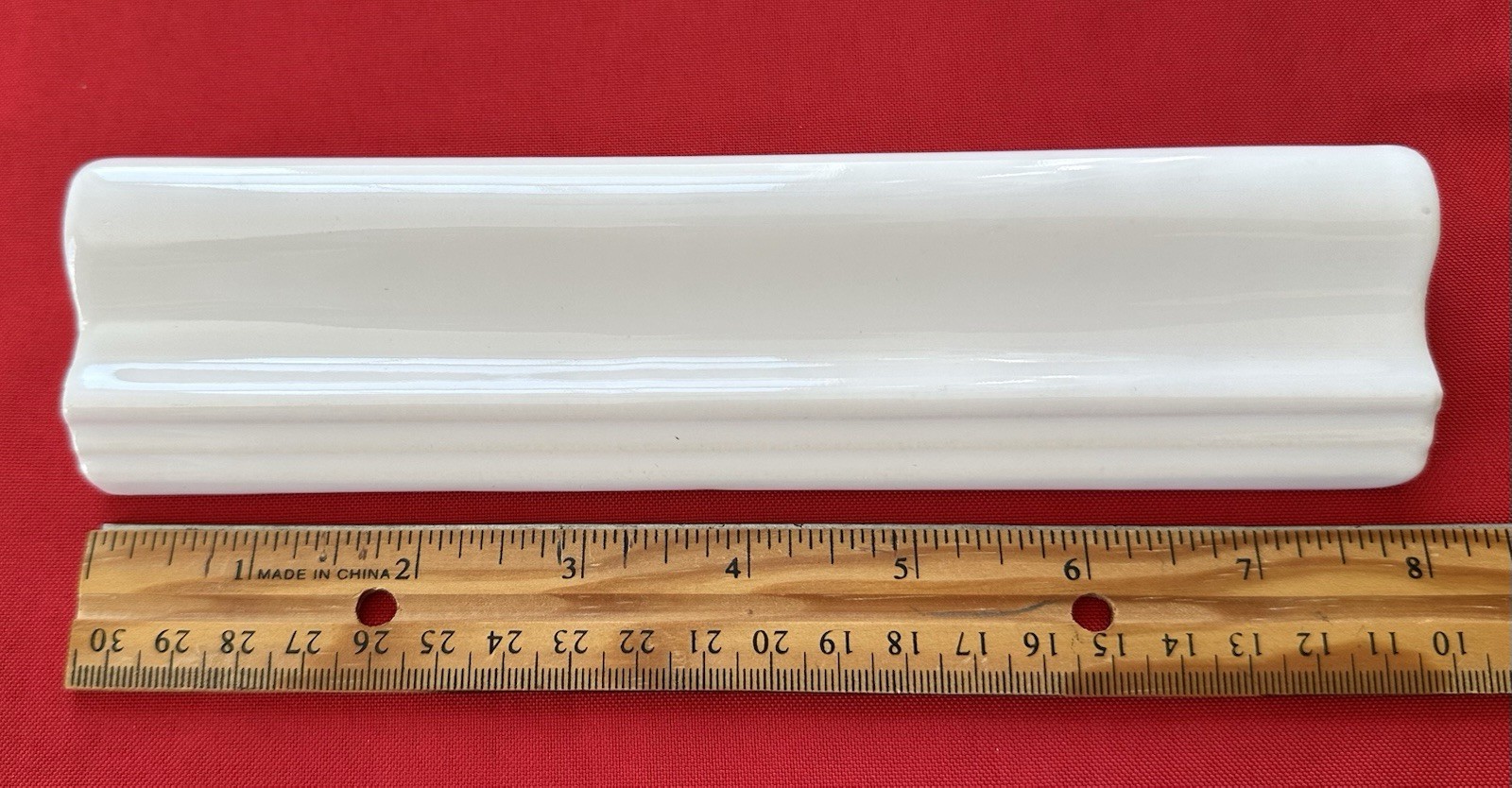 1 pc. Gloss White: Ceramic / Porcelain Chair Rail Tile: 2″ X 8-1/16″ Reclaimed