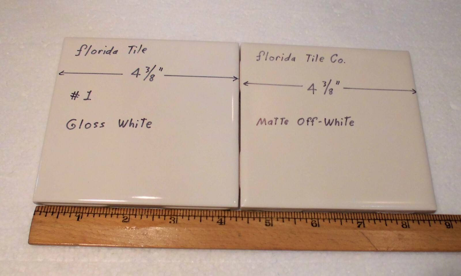 1 pc. Off-White Matte Ceramic Tile: 4-3/8″ by Florida Tile Co. New Old Stock