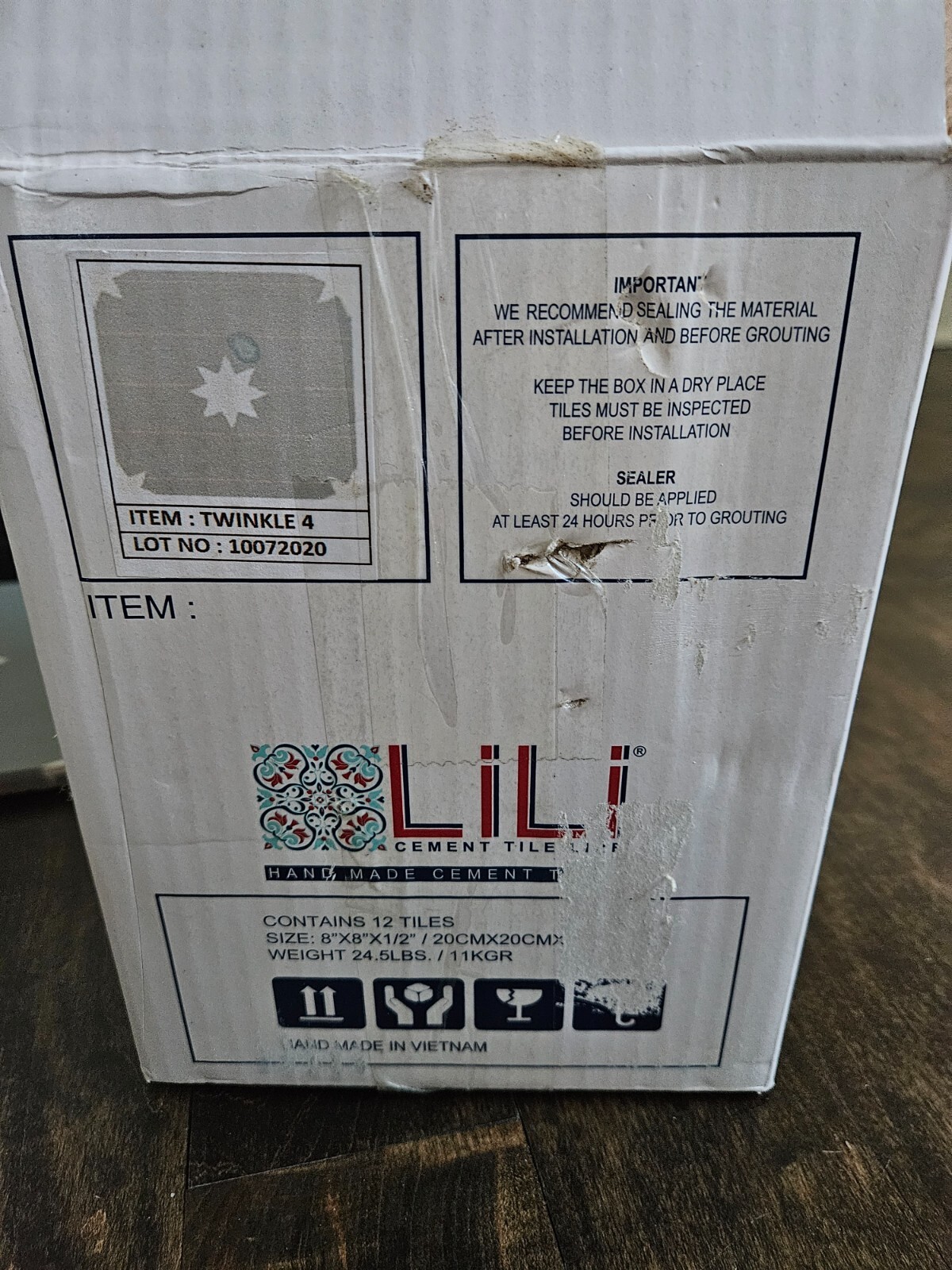 Lili Cement Tile Twinkle #4 Gray, 8″x8″ PRICE IS PER BOX, LOCAL P/U ONLY
