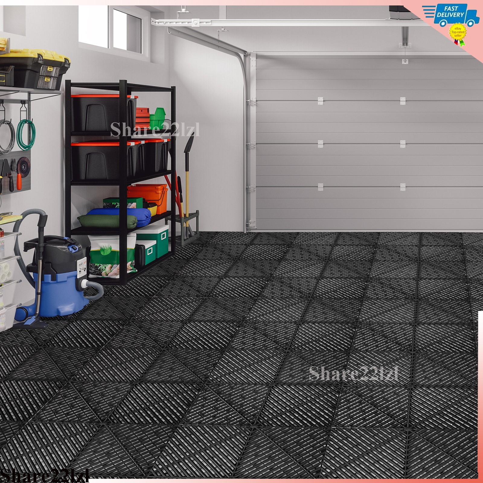 Garage Floor Tiles Interlocking Flooring Tiles 15.75×15.75”/ 40 x 40 cm 25Packs