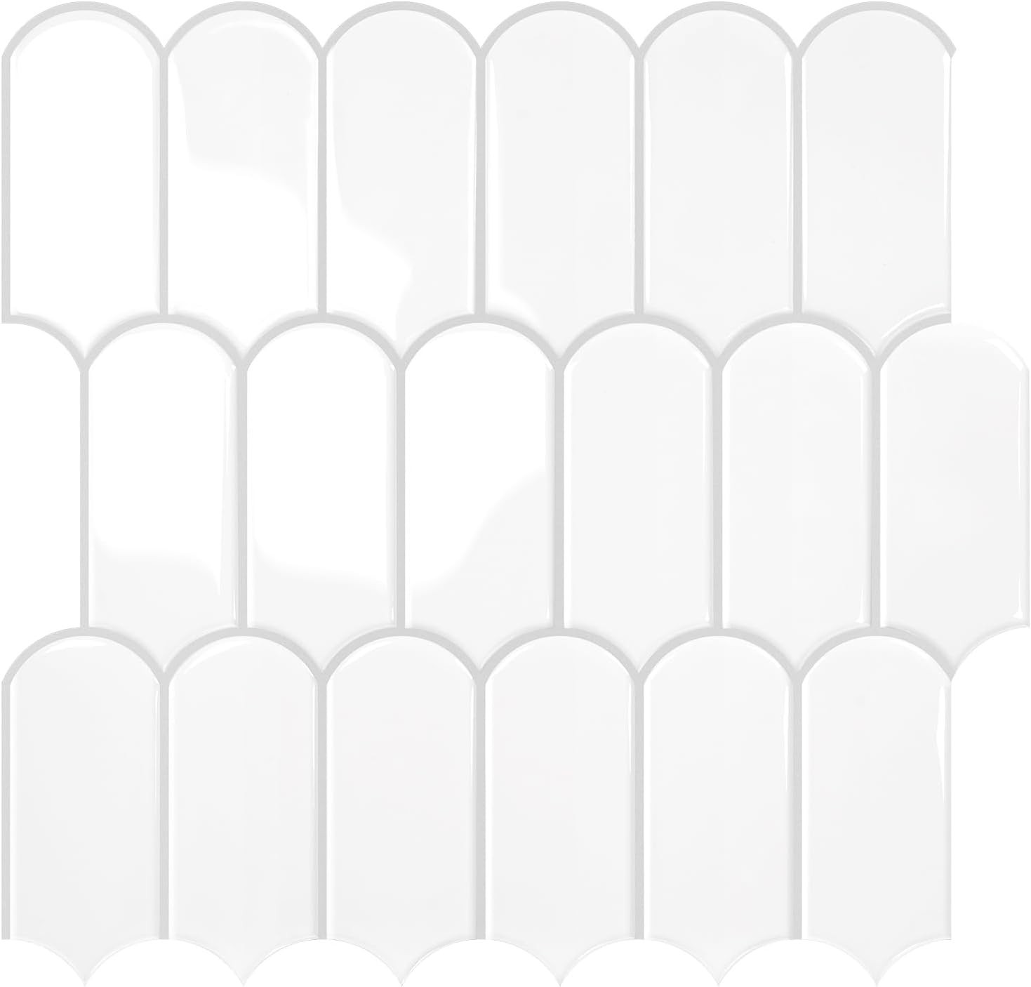 Vamos Tile Upgraded Thicker Design 11.1”x12”x2.5mm, White with Grey Grout 10pk