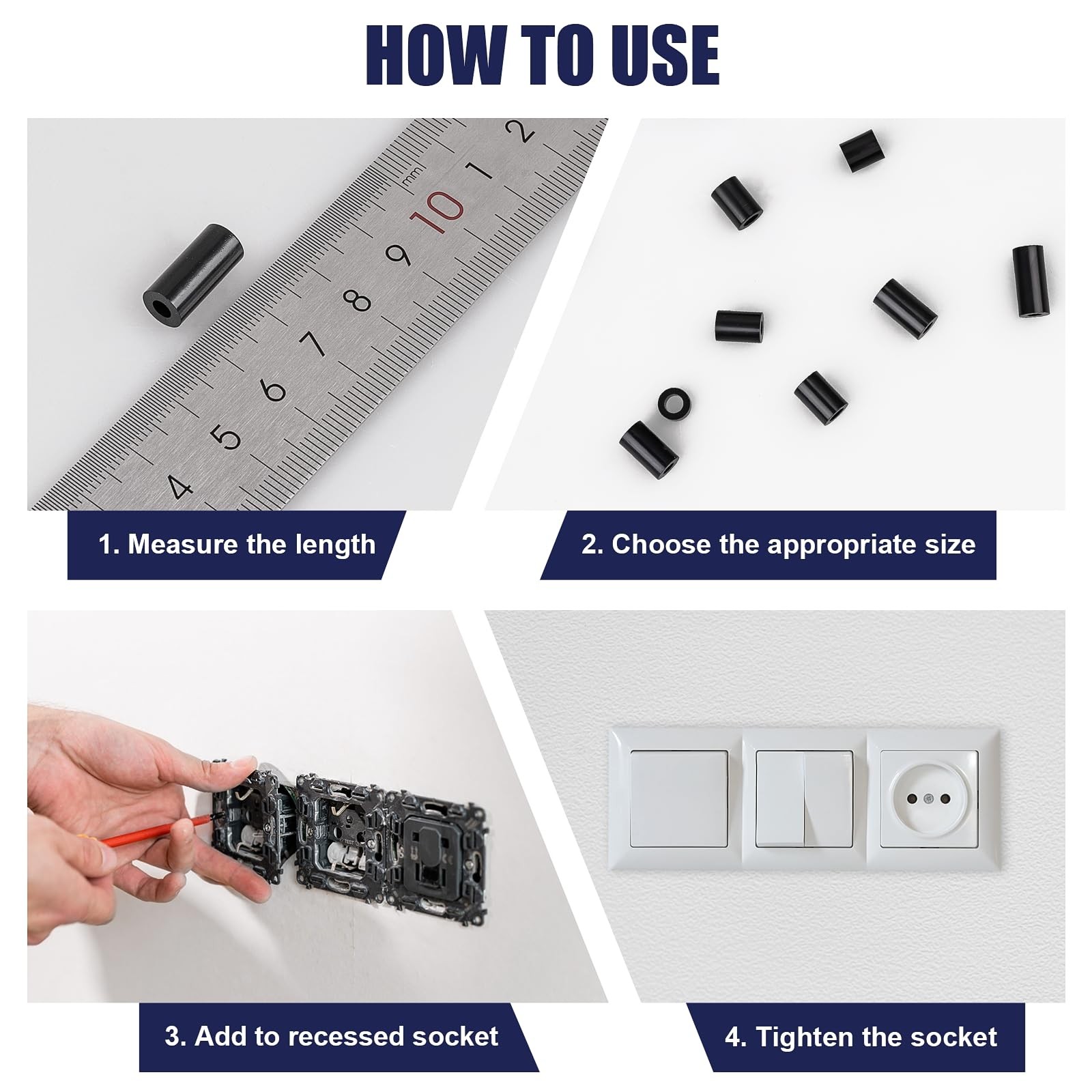 345 Pcs Black Nylon Electrical Outlet Spacers Kit – One Size, 345pcs