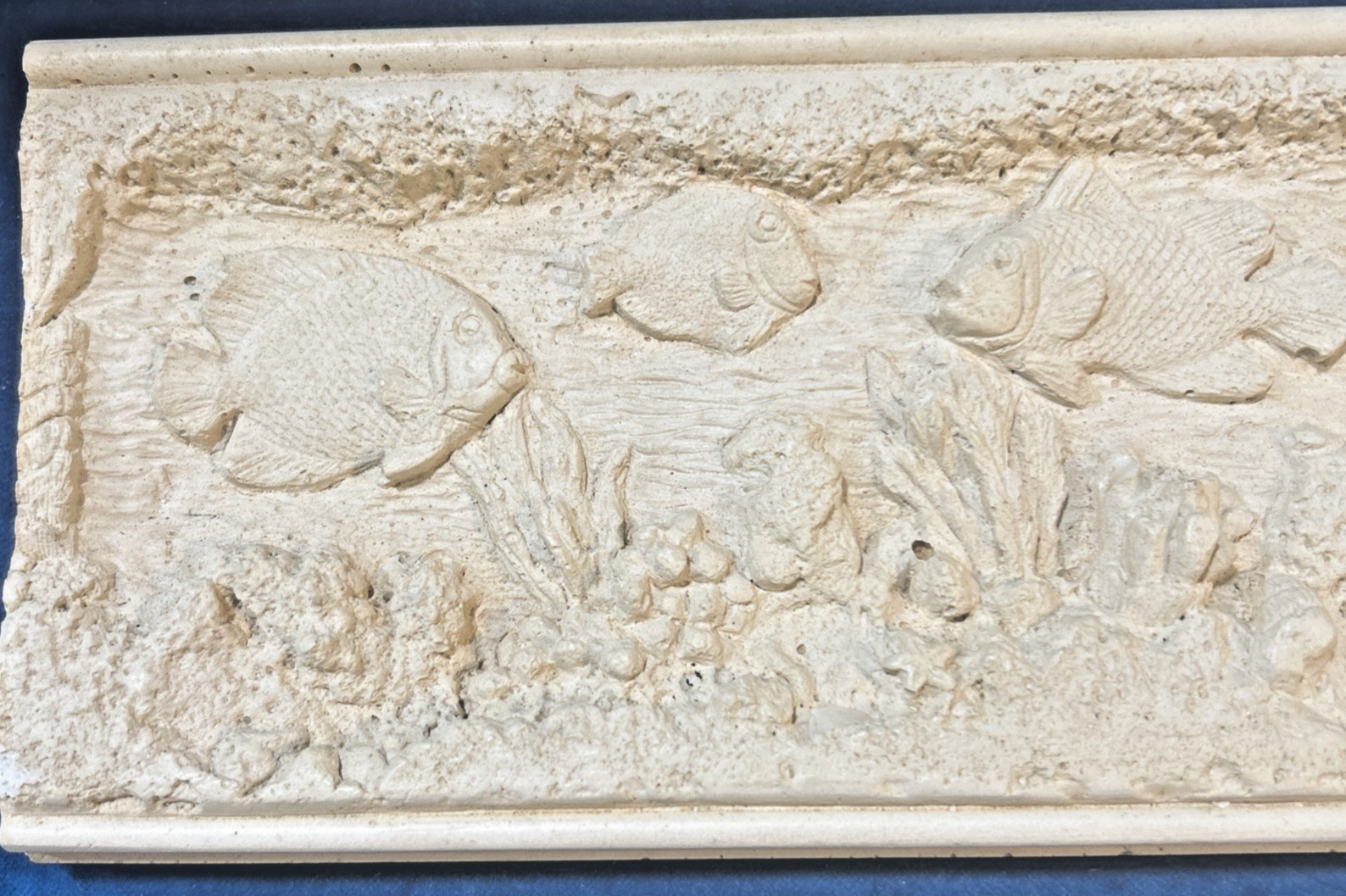 Ceramic Plaster? Dimensional Swimming Fish Tile 13″ x 4″ x 1/2″