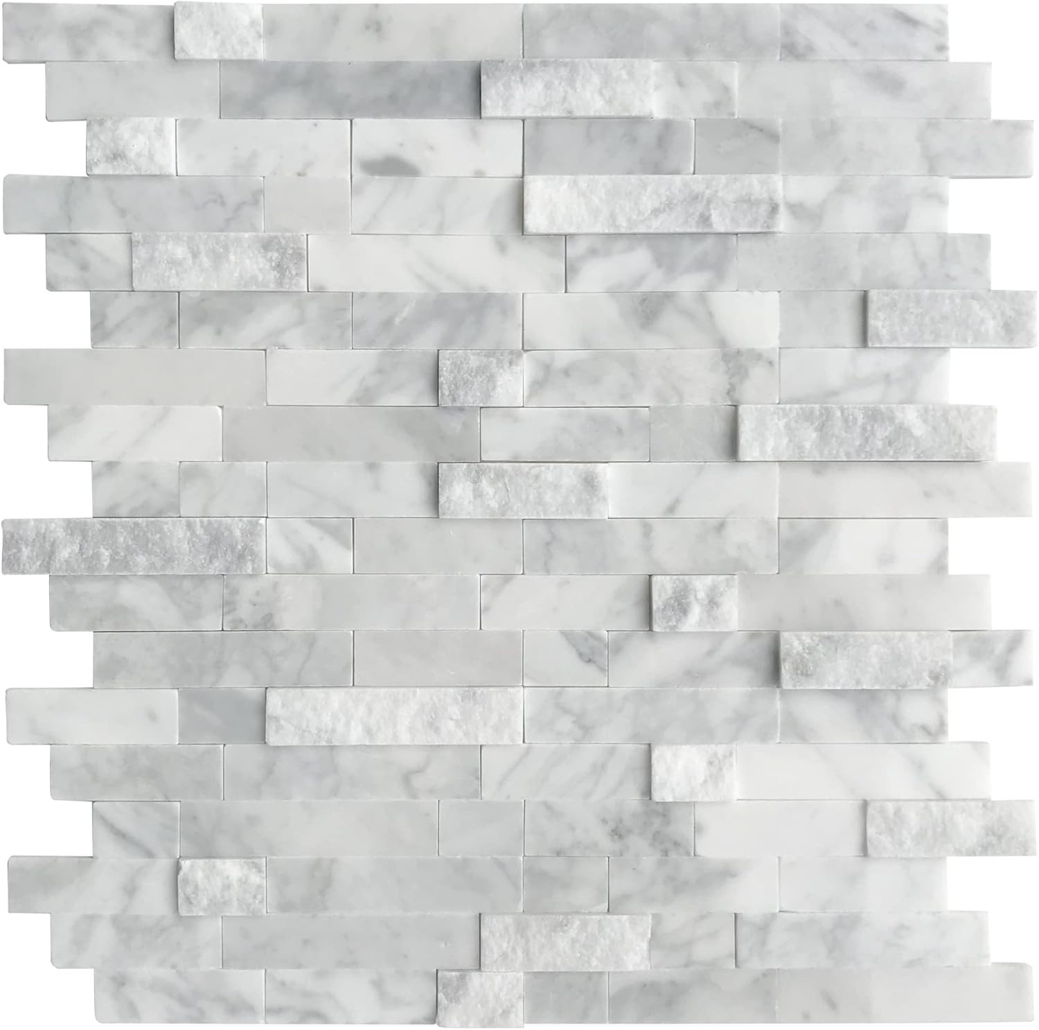 SUNWINGS 5-Sheet Peel and Stick Mosaic Natural 3D Stone Self Adhesive Marble Til