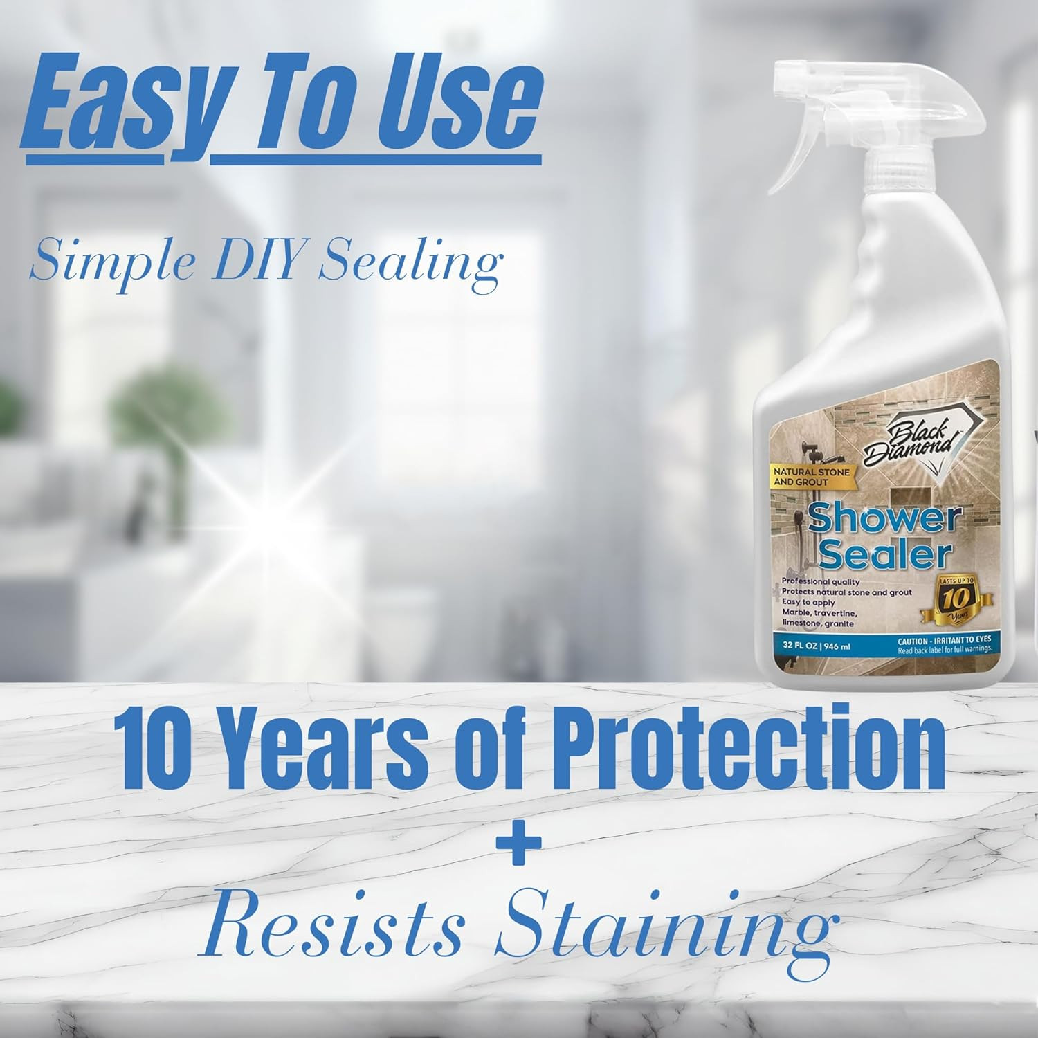 Natural Stone and Grout Penetrating Shower Sealer. Marble, Granite Travertine, L
