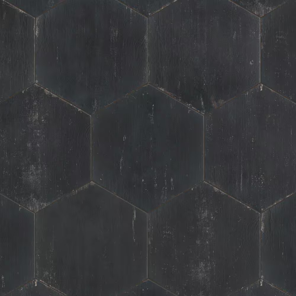 Retro Hex Nero 14-1/8 In. X 16-1/4 In. Porcelain Floor and Wall Tile (11.07 Sq.
