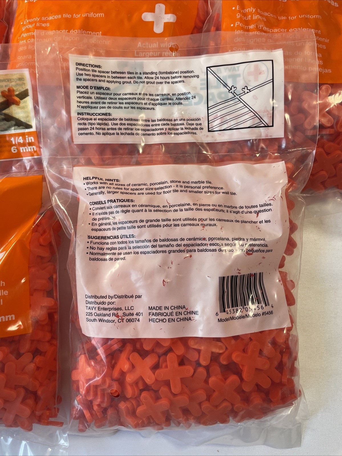 Tavy Basix | Cross Tile Spacers | 1/4in- 6mm | 500 Pc. Pack | New Lot of 8 Bags