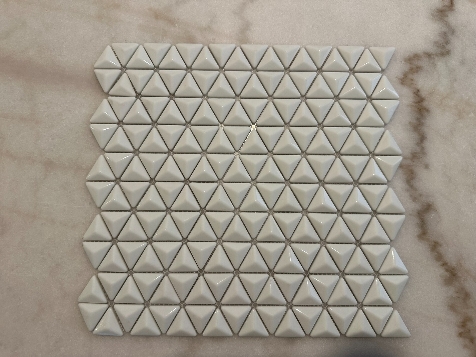White 3D Triangle Matte and Glossy Mix Glass Mosaic
