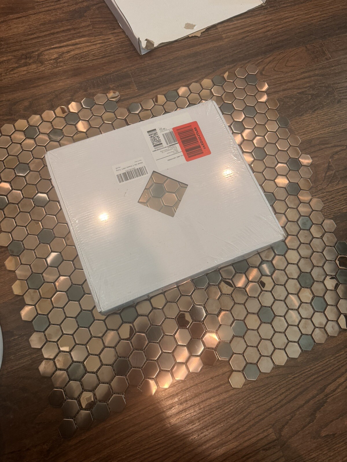 5 Sheets Backsplash Tile for Kitchen Bathroom,Hexagon Copper Stainless Steel