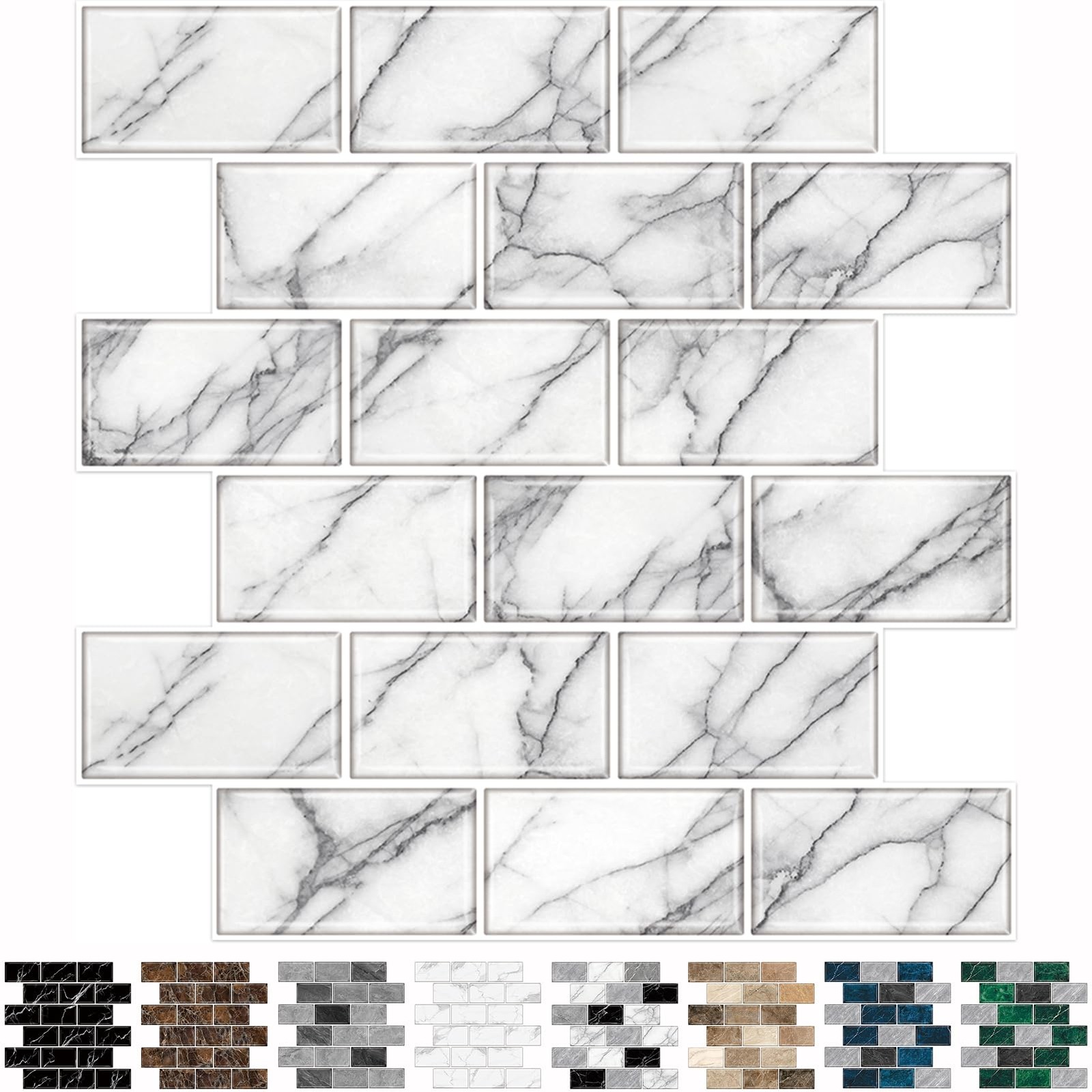 URCOLOR 10-Sheet backsplash Tile for Kitchen Peel 12 x 12 inches, White Gray