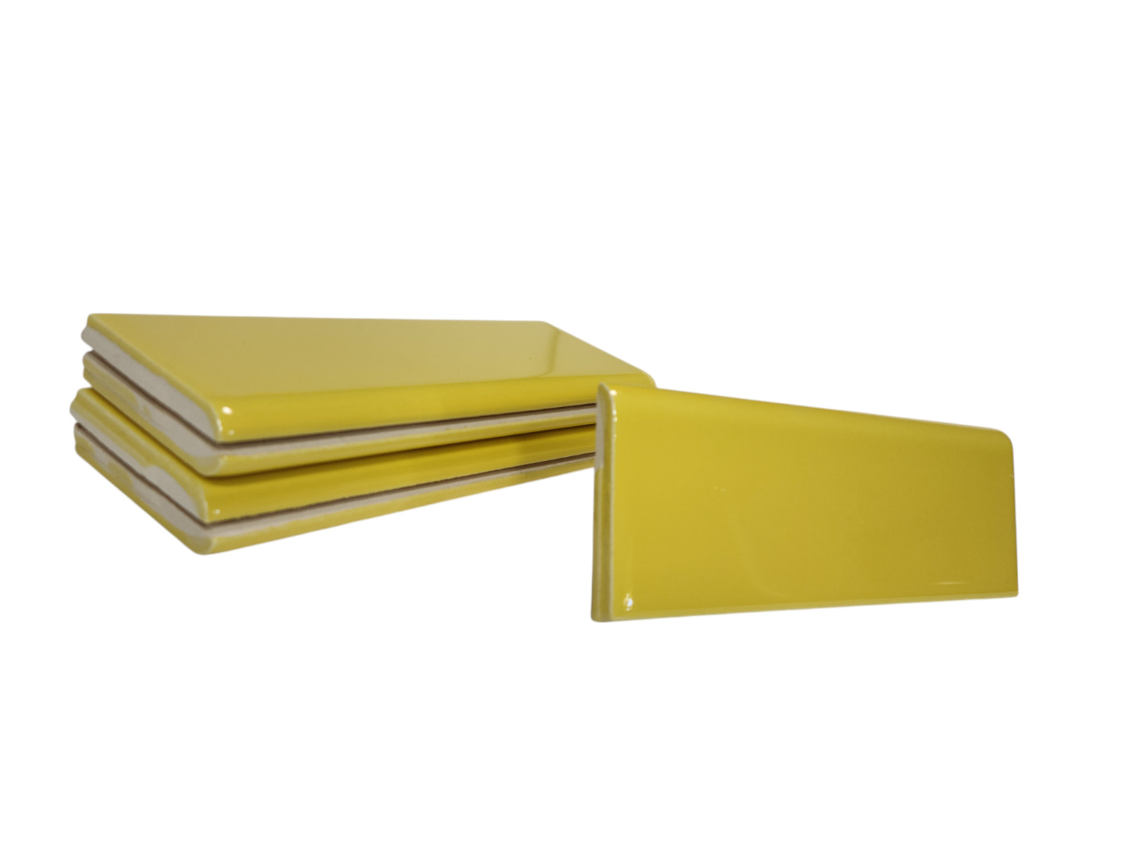 Sunflower Yellow Ceramic Tile Bullnose Backsplash Curved Edge Subway Trim