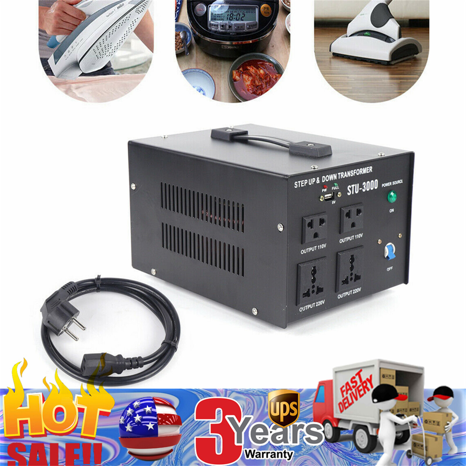 Voltage Transformer Step Up&Down 110V to 220V,220V to110V Converter Tool 3000W