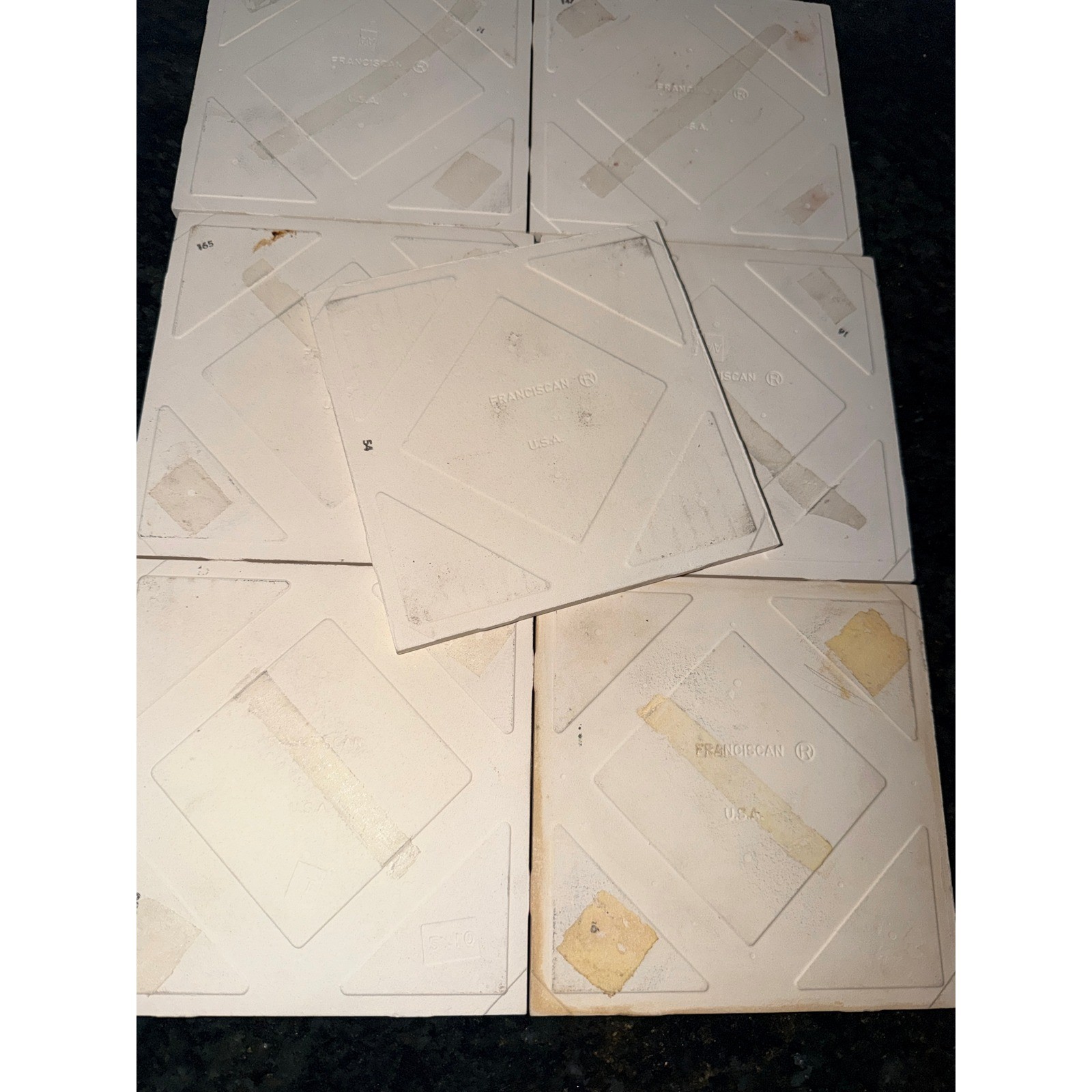 Vintage Franciscan Desert Rose Ceramic Tiles Set of 7 Hand Painted Floral USA