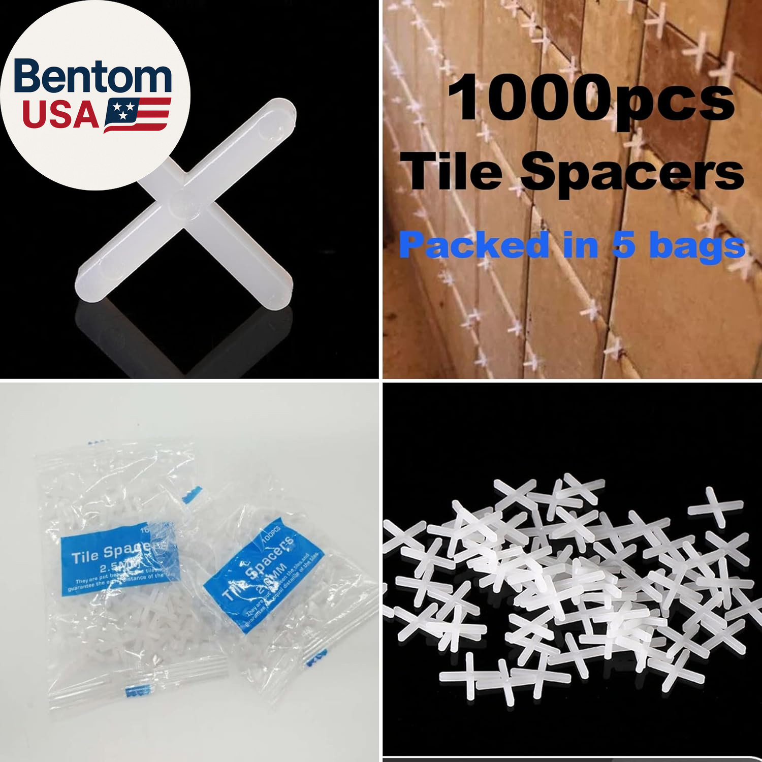 Tile Leveling System Kit with 200Pcs Tile Leveler & 4 Special Wrenches & 1000Pcs
