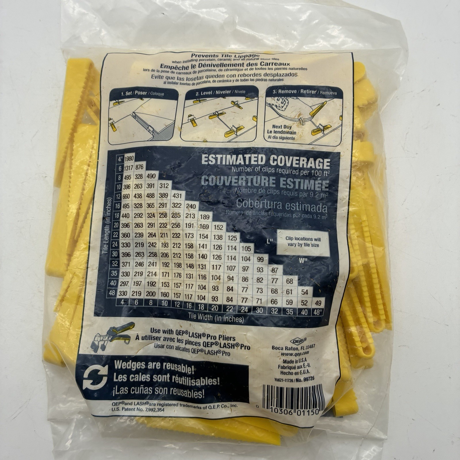 QEP Lash Tile Leveling Wedges 100 Ct Bag Part B New in Package No. 99726 USA