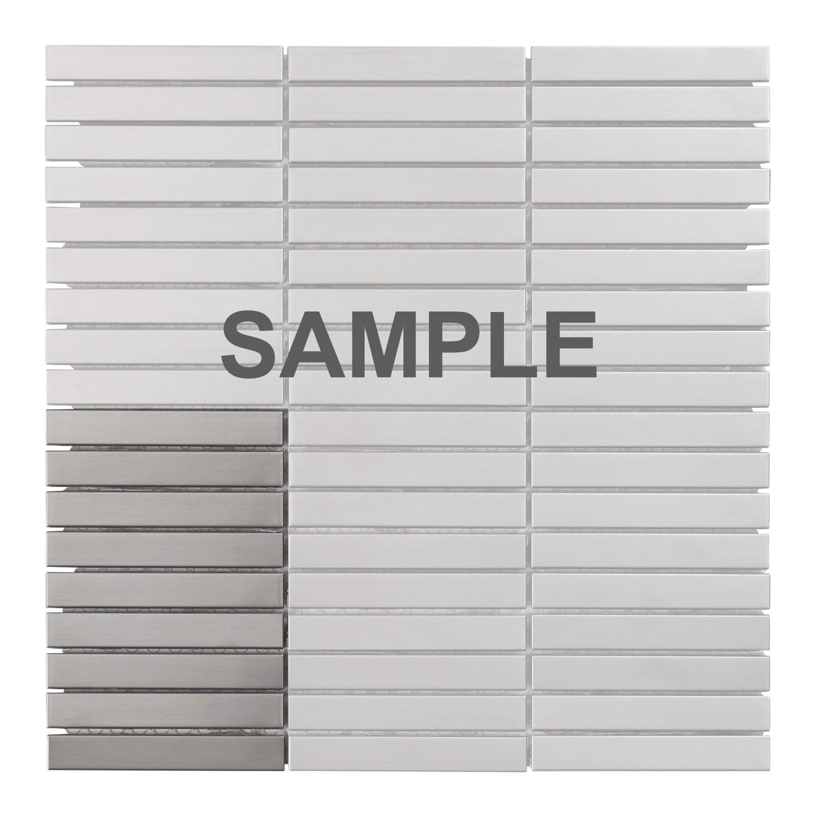 Brushed Nickle Stainless Steel Metallic Metal Stacked Mosaic Tile Backsplash