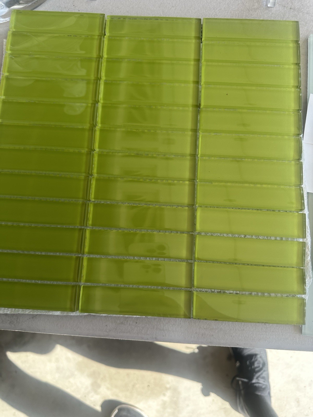 Lime Green Glass Mosaic 1×4 Inch Rectangle Tile Backsplash Kitchen Bath Wall
