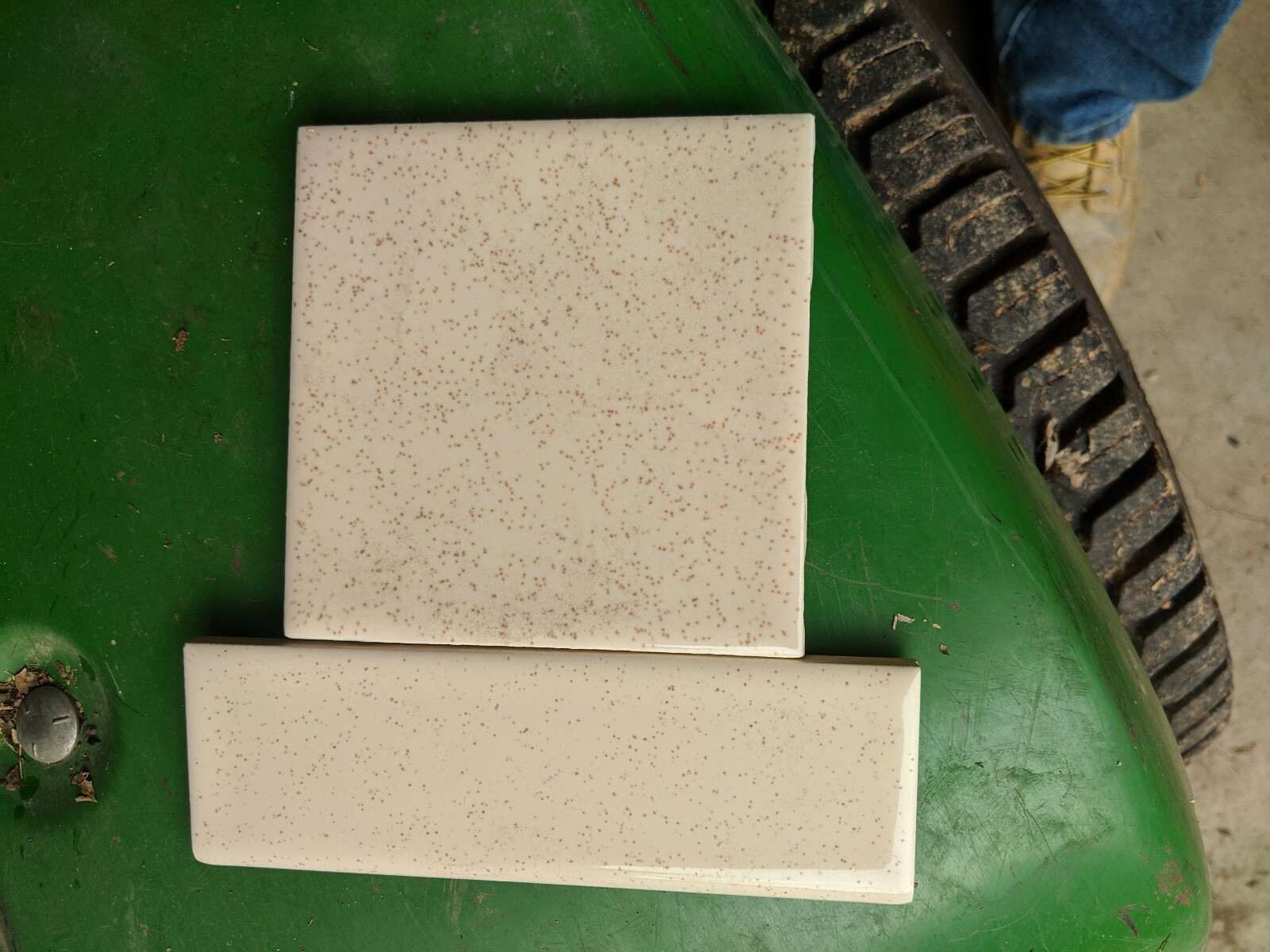 2 pieces S4269 2×6 Ceramic Tile AO 46 Buckwheat Brown Speckled thinset bullnose
