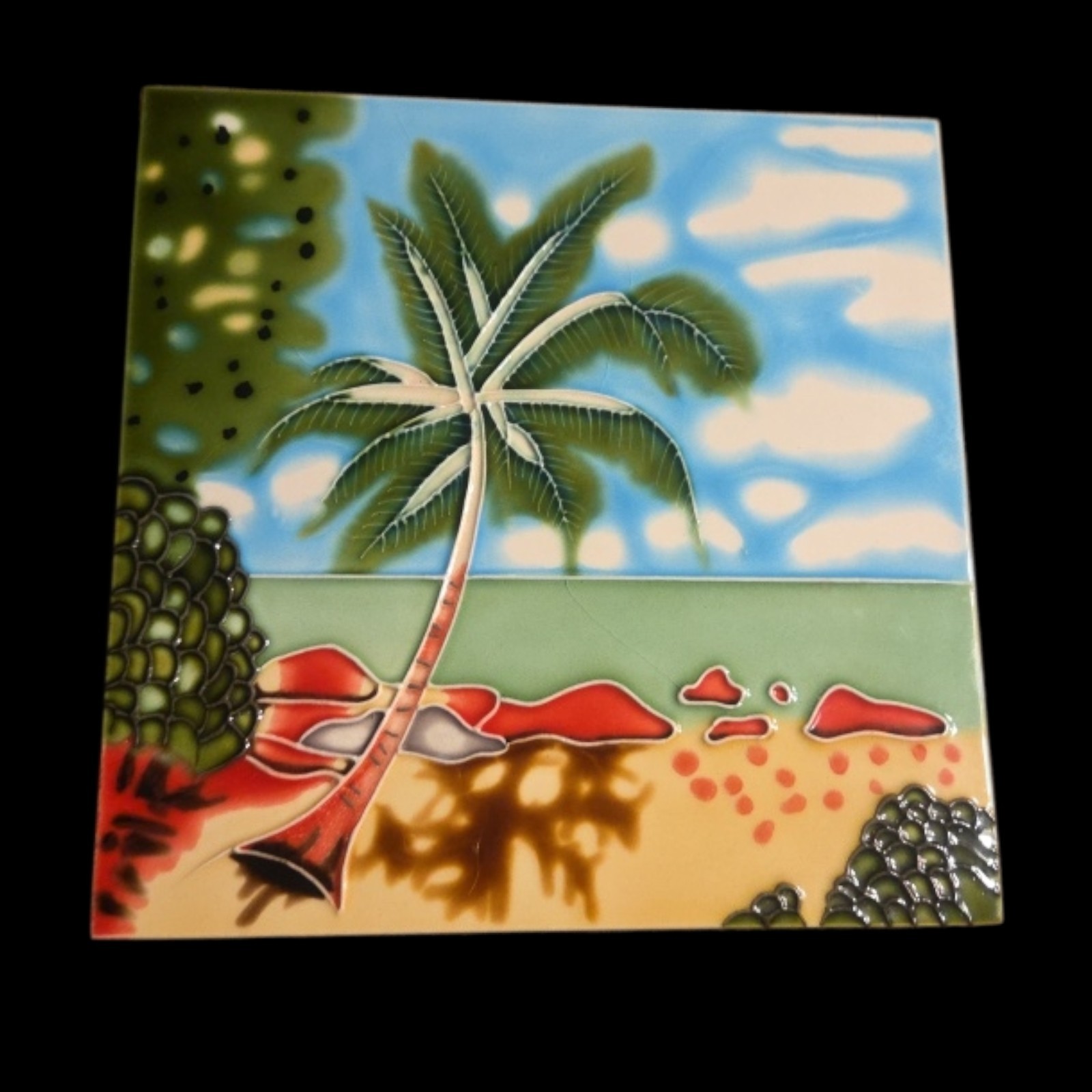 Decorative Wall Art Ceramic Tile 8″x8″ Palm Tree Beach Backsplash Trivet READ